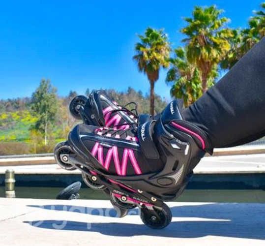 Patines en línea + rodilleras + codos