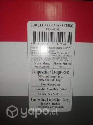 Bowl con coladera de trigo Avon