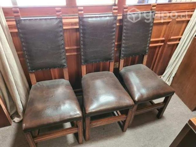 Silla madera tapiz cuero