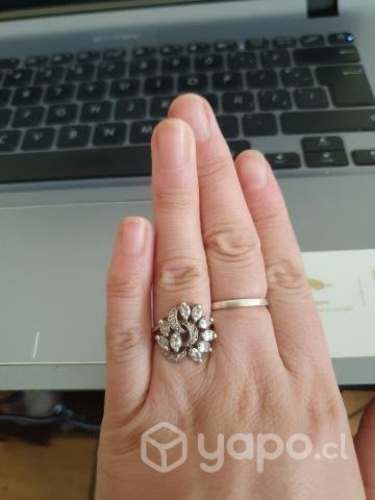 Anillo de plata con brillantes aprox talla 14-16