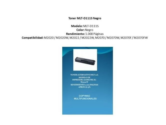 Toner alternativo samsung mlt d111s
