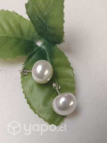 Aros perla y plata