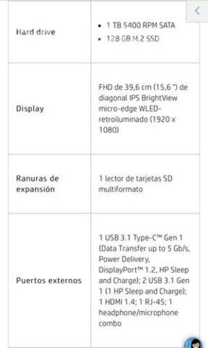 Notebook hp pavilion 15 cw0005la