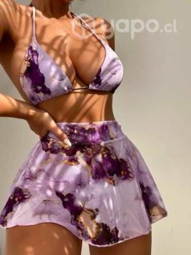 Bikini tie die rosa, incluye pareo