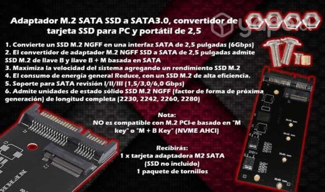 Adaptador M.2 SATA SSD a SATA3.0