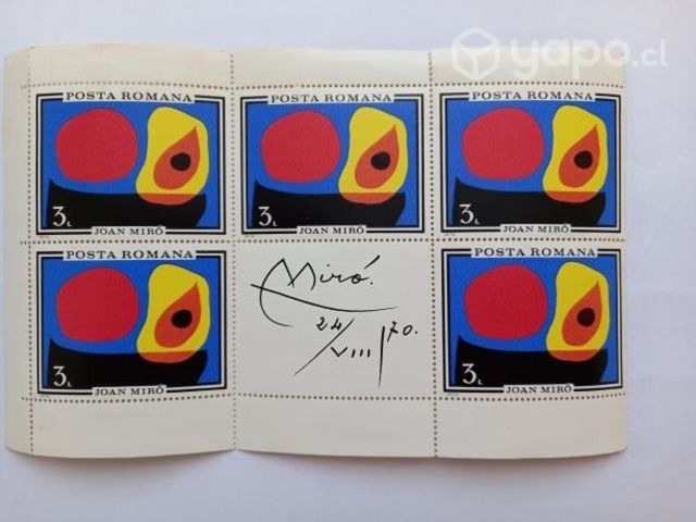 5 sellos de Rumania - cuadro Joan Miró