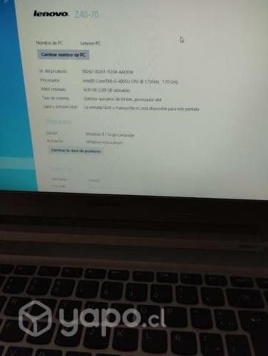 Notebook lenovo Z40-70