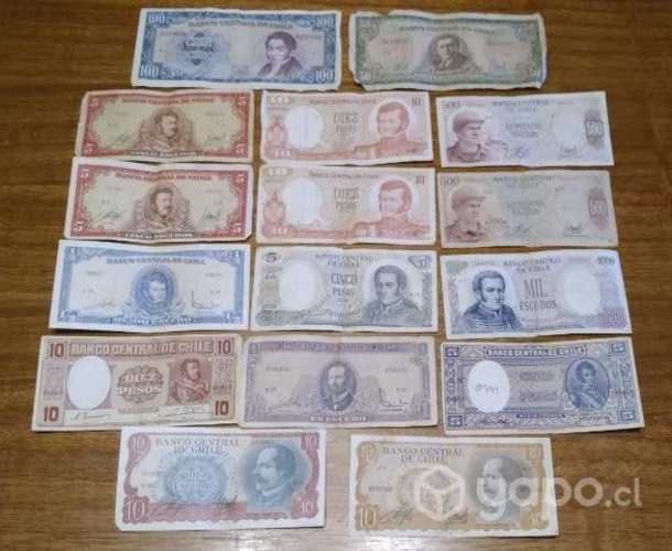 Lote 16 billetes antiguos Chilenos
