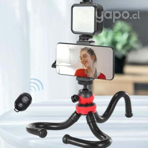 Kit Streaming Smartphone Tripode Flexible Luz Micr