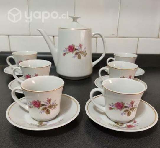 Juego tazas café, de loza