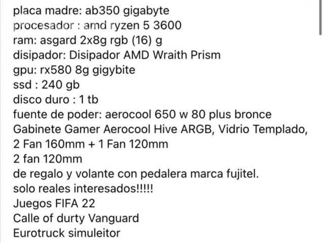 Pc gamer sin detalles