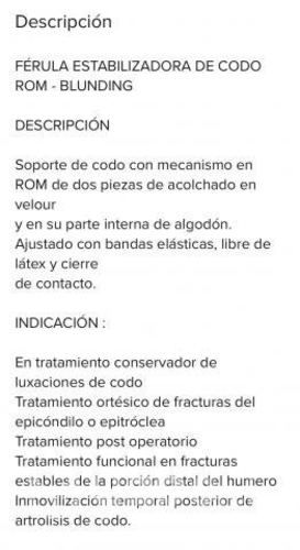 Férula estabilizadora de codo rom blunding