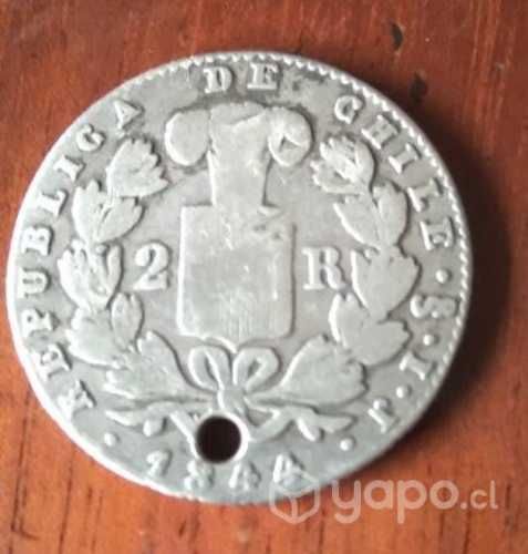 Moneda 2 reales 1844