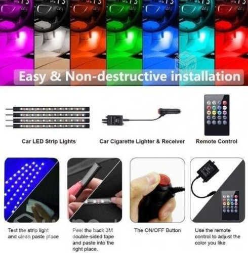Kit Tiras Led RGB para Auto 12v + Control Remoto