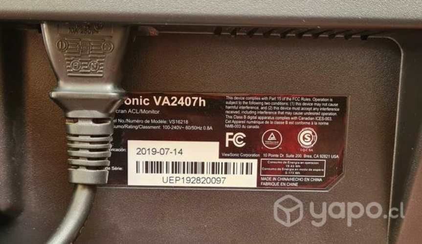 Monitor ViewSonic 23,6 "va2407h (vs16218)