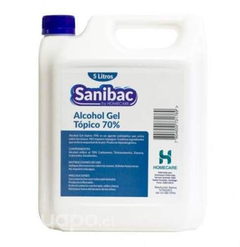 Alcohol Gel 70% Sanibac 5 Litros x 4