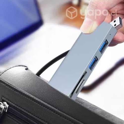 HUB Tipo C 5 en 1 con 2 Lectores Tarjeta USB
