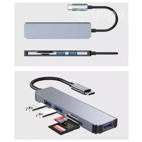 HUB Tipo C 5 en 1 con 2 Lectores Tarjeta USB