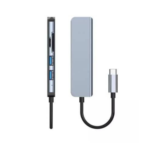 HUB Tipo C 5 en 1 con 2 Lectores Tarjeta USB