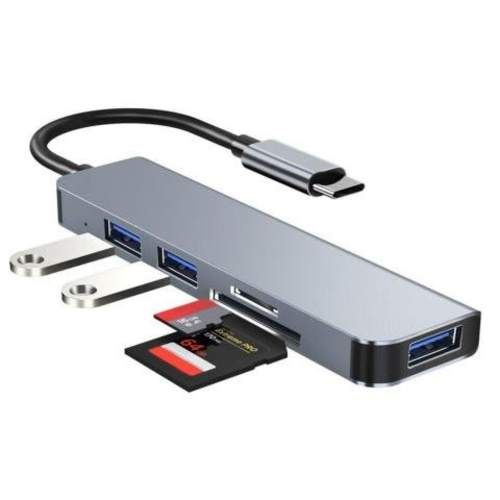 HUB Tipo C 5 en 1 con 2 Lectores Tarjeta USB