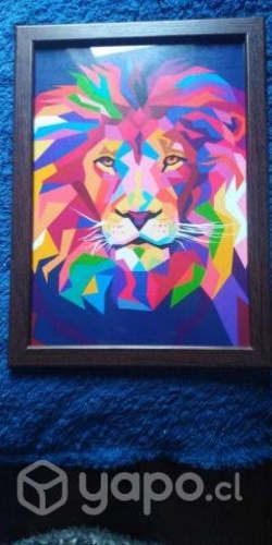 Cuadro Decorativo León Abstracto