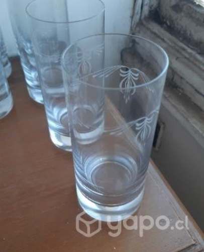 6 vasos cristal diseño grabado