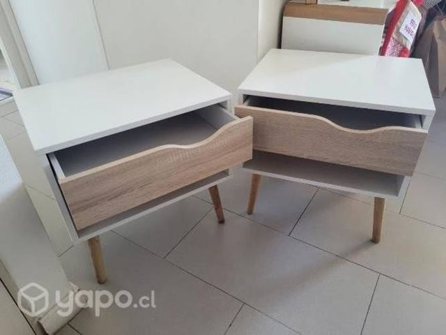 Velador 2 niveles con cajón bicolor Homer Design