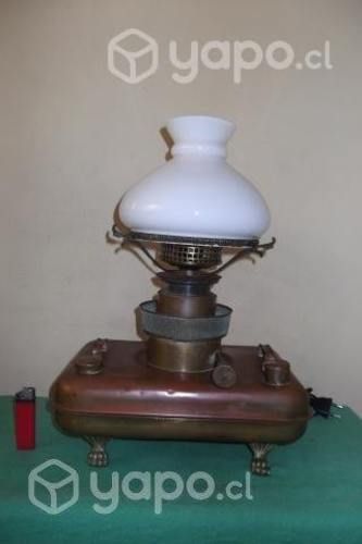 Antigua Lámpara Sobremesa De Bronce