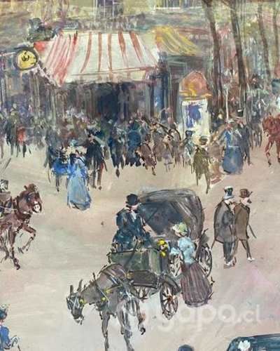 Antiguo cuadro Wash gran tamaño Henry Grenier