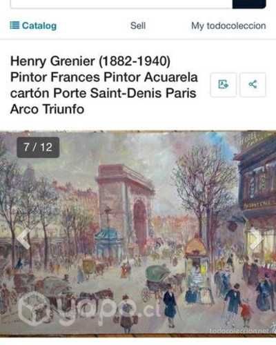 Antiguo cuadro Wash gran tamaño Henry Grenier