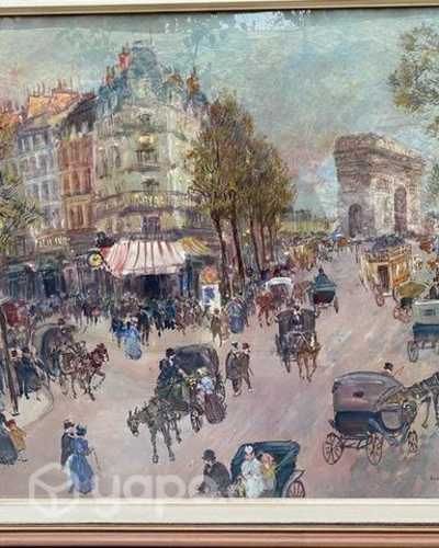 Antiguo cuadro Wash gran tamaño Henry Grenier