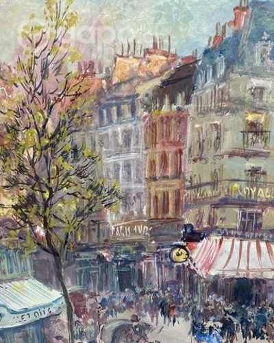 Antiguo cuadro Wash gran tamaño Henry Grenier