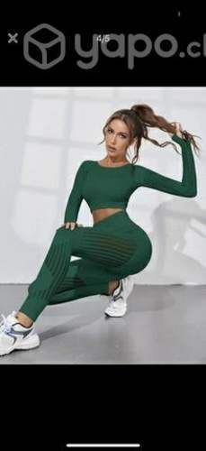 Conjunto crop y calza deporte fit mujer
