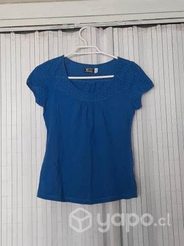 Polera Manga Corta Azul Boulevard Talla S Usada