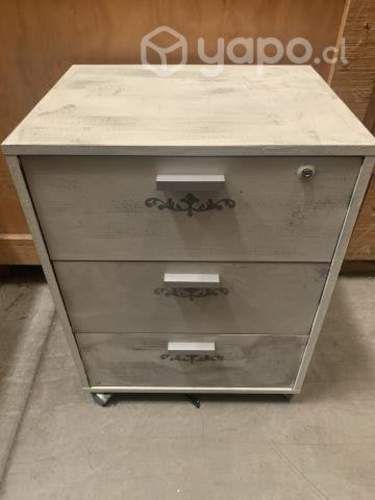 Cajonera - velador con 3 cajones color blanco