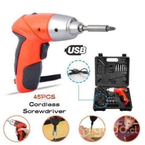Destornillador Eléctrico Inalambrico Con 45 Piezas