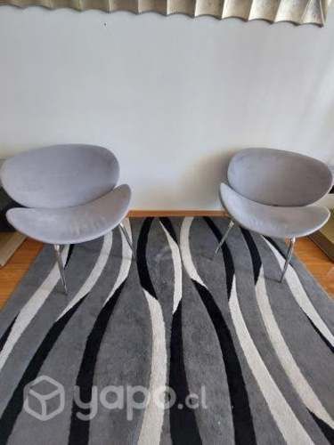 2 Sillones grises de terciopelo