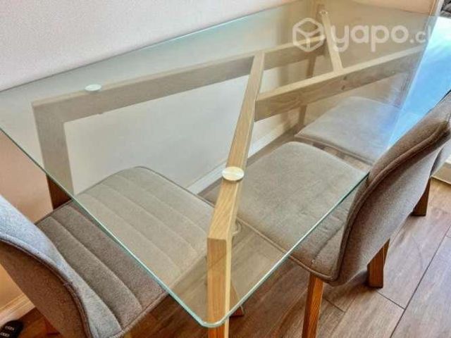 Comedor 150x80x76 Cms 4 Sillas Domi Gris M+design/