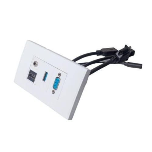 Placa a muro hdmi 2.0 4k, usb 3.0, vga, audio 3.5m
