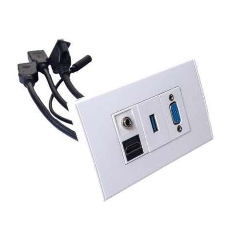 Placa a muro hdmi 2.0 4k, usb 3.0, vga, audio 3.5m