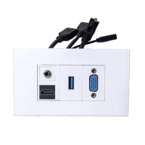 Placa a muro hdmi 2.0 4k, usb 3.0, vga, audio 3.5m