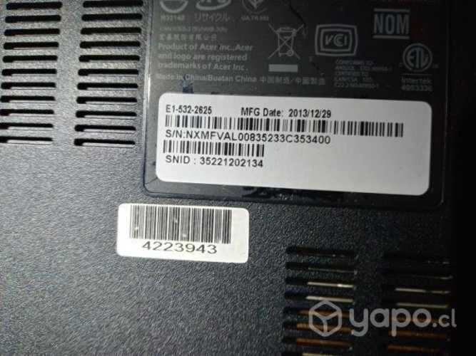 Notebook Acer Aspire E1-532-2625 en desarme