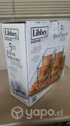 Juego de porta velas de vidrio *con detalle