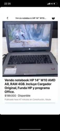 notebook HP 14&#34; W10 AMD A8, RAM 4GB