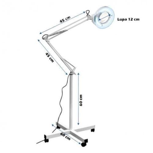 Lámpara Lupa 3 Dioptrias 22W Pedestal Base Ruedas