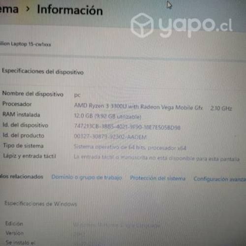 Notebook HP pavillion ryzen 3 12 GB de ram