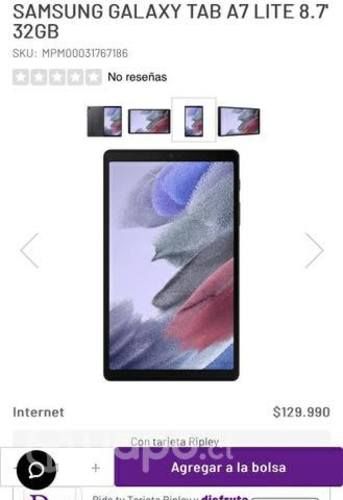 Se vende tablet Samsung Tab a7