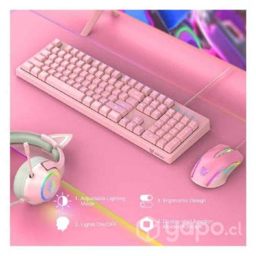 Kit Gamer Rosado Teclado G25 + Mouse