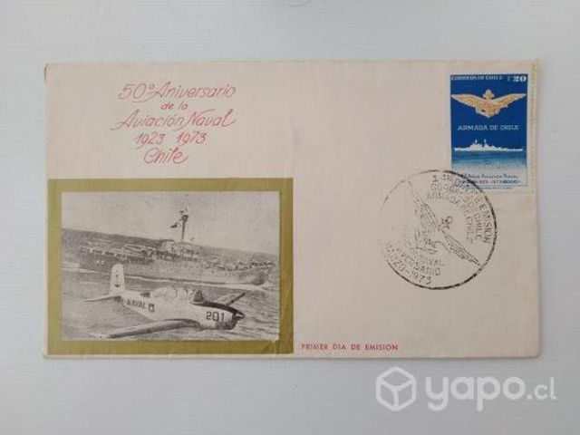 Sello chileno 50 años Aviación Naval - 1° día emis