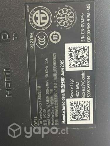 Monitor del P2219h (pantalla rota)